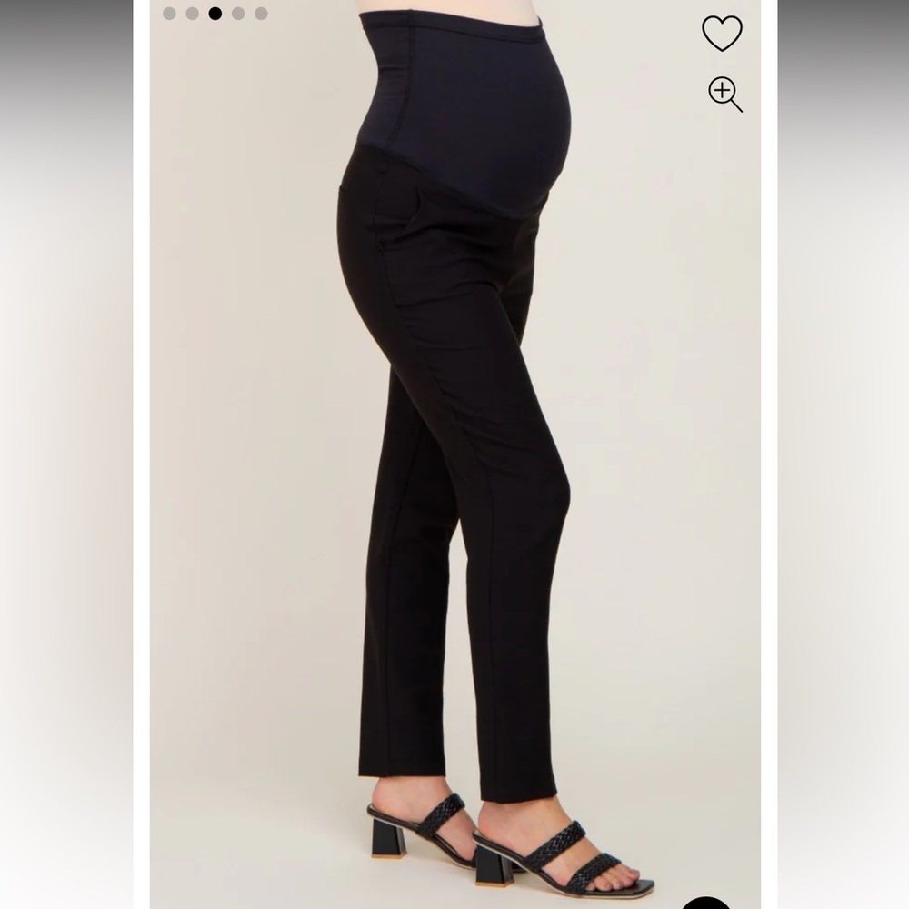 PinkBlush Black Stretchy Slim Fit Crop Maternity Dress Pants Large - Picture 3 of 8